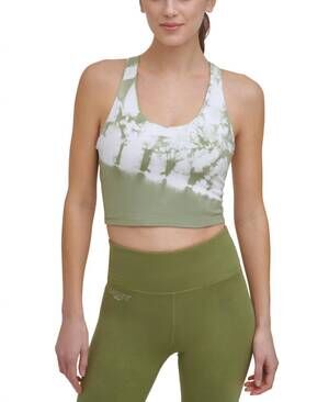 NEW DKNY cropped racerback tank top in olive